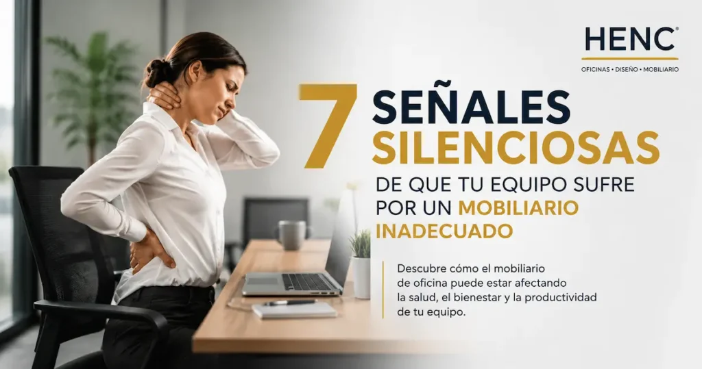 7 señales silenciosas de que un mobiliario de oficina inadecuado afecta la salud, ergonomía y productividad del equipo